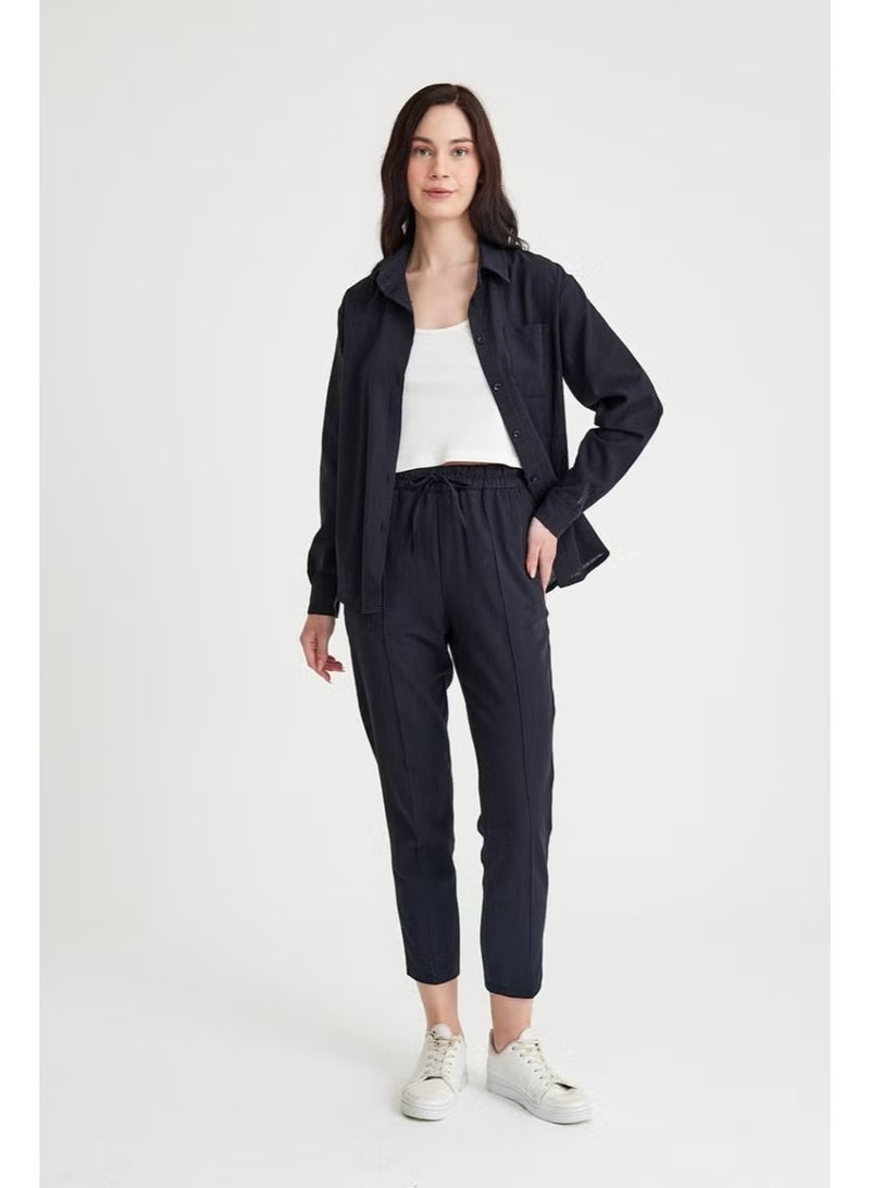 Barbora Linen Casual Two Piece Suit Pants Shirt LN21SIYAHIA1 - Image 1
